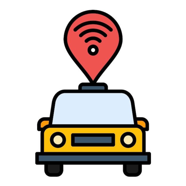 Connected Vehicle Flat Illustration