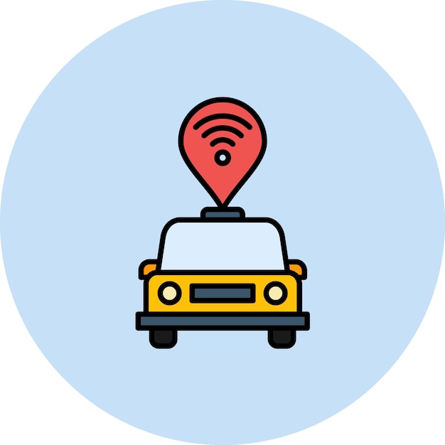 Connected Vehicle Flat Illustration