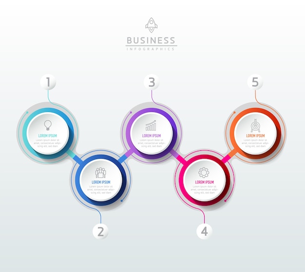 Connecting Steps business Infographic Template with 5 Elements
