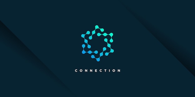 Connection logo design vector with creative unique dot concept