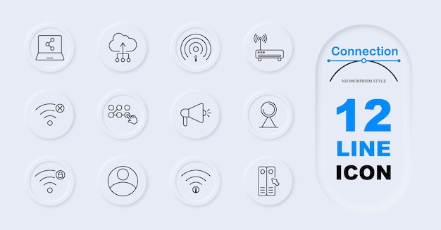 Connection set icon Laptop network cloud upload weak WiFi router signal error connection grid speaker radar dish WiFi lock Wireless networks internet issues data transmission