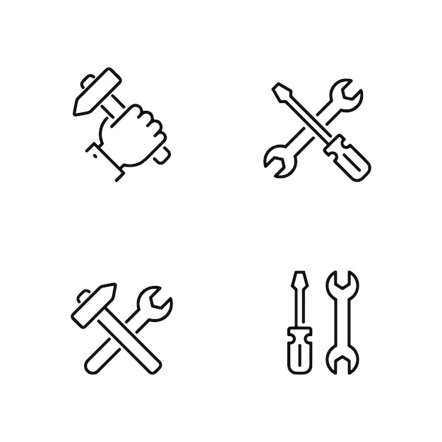 Construction and Repair Outline Vector Icon