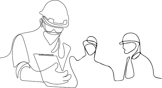 construction manager and engineer working on building site. vector illustration