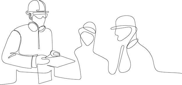 construction manager and engineer working on building site. vector illustration