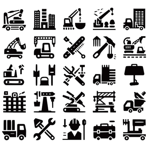 Construction repair icons set