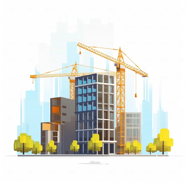 construction vector illustration site worker work industrial industry building background