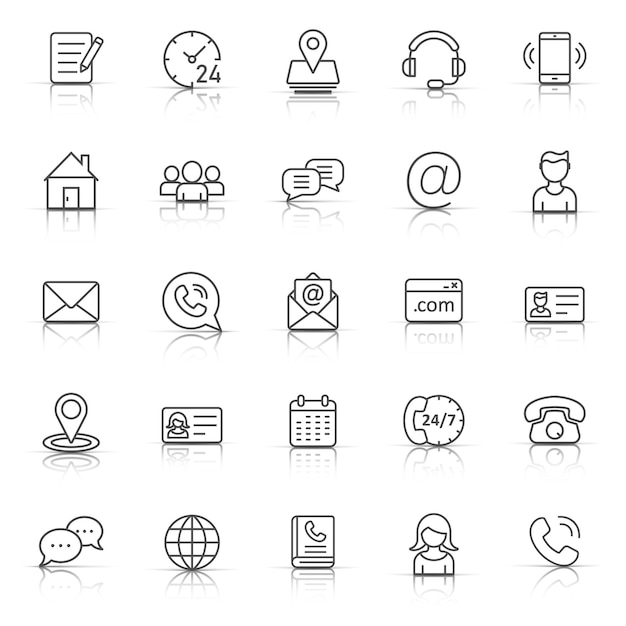 Contact icon set in flat style Phone communication vector illustration on white isolated background Website equipment business concept