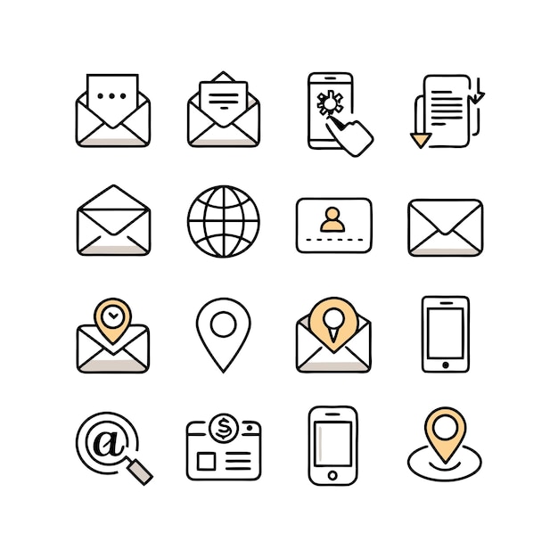 Contact Us ikon sæt samling til websteder og mobilapplikationer