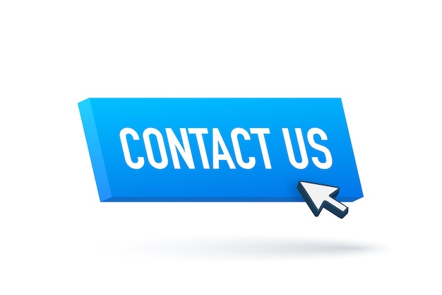 Contact us sign contact us blue sticker on white baclground