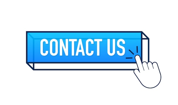Contact us sign. Contact us blue sticker on white baclground.