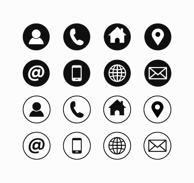 contact us vector icons flat icons set on white background