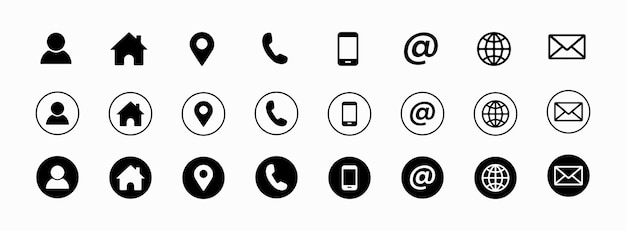 Contact us vector icons flat icons set on white background