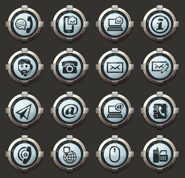 contact us vector stylish round buttons for mobile applications and web