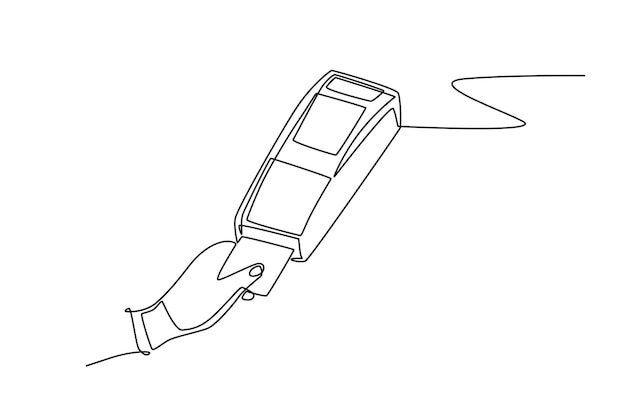 Contactless payment concept oneline drawing