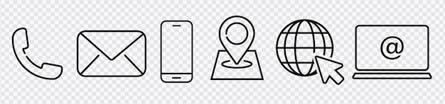 Contacts Related Vector Line Icons Collection Pictogram Set