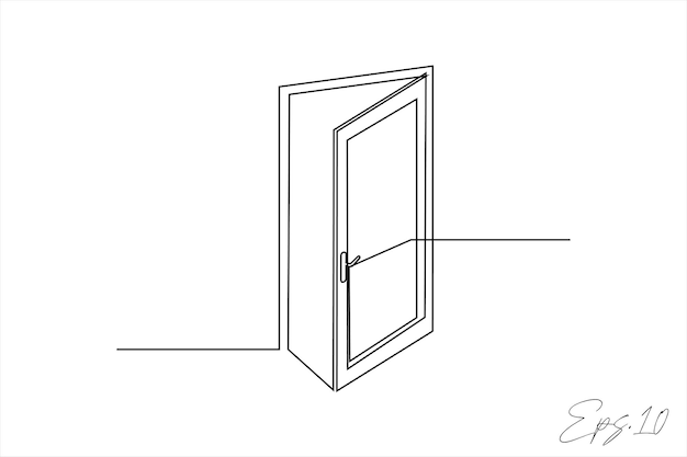 continuous line art drawing of a door