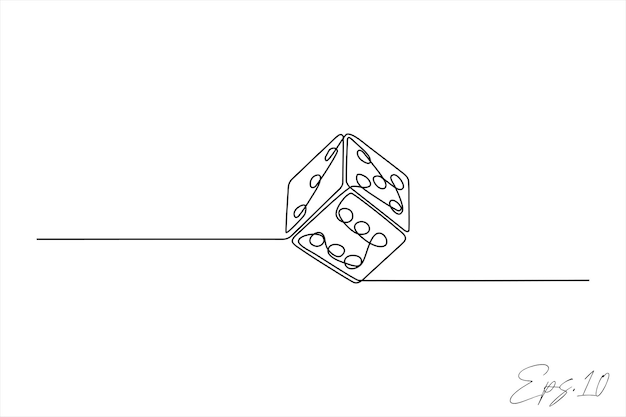 continuous line art drawing of dice