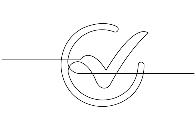 continuous line drawing of a check mark