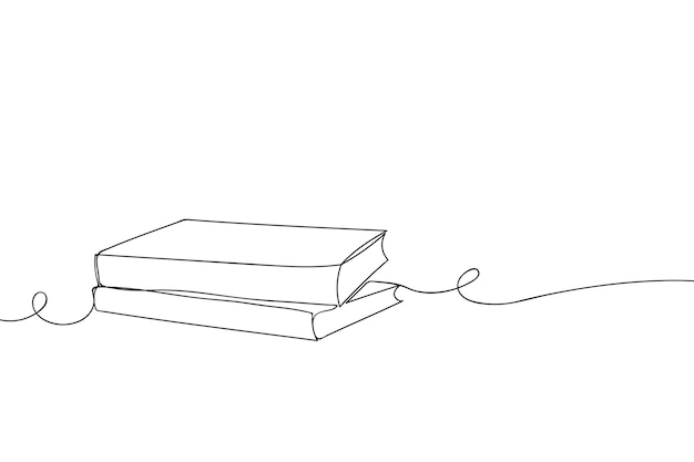 continuous line drawing of a stack of books with minimalist design