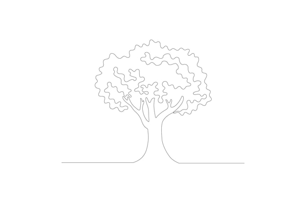 continuous line drawing of a tree life concept isolated on a white background free vector