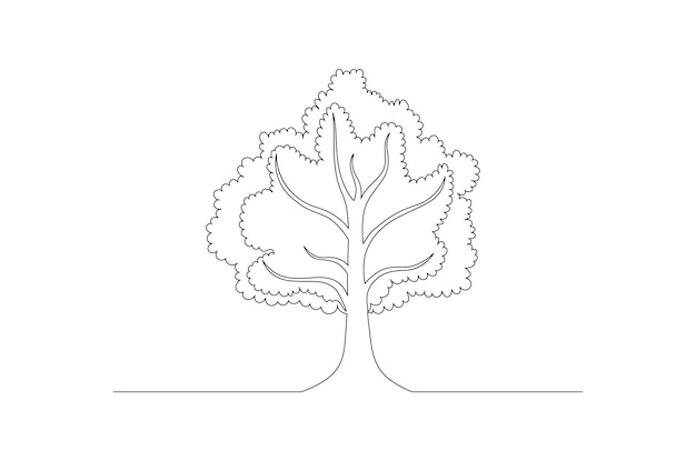 continuous line drawing of a tree life concept isolated on a white background free vector