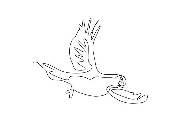 Continuous line drawing of bird flapping wings illustration