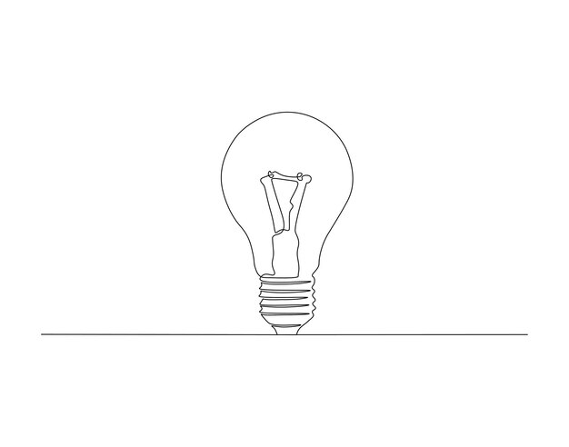 continuous line drawing of bulb lamp one line of electric light bulb bulb lamp continuous line art editable outline