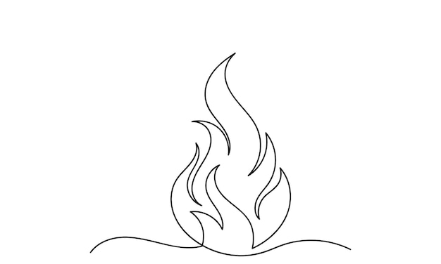 Continuous line drawing of Fire flame Fire flame icon isolated on white background Camp Fire