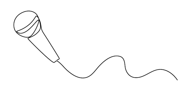 Continuous Line Drawing of Karaoke Icon Hand Drawn Symbol Vector Illustration Microphone in one