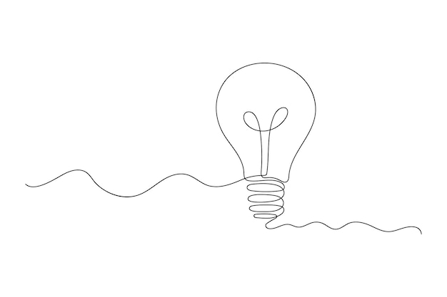 Continuous line drawing of light bulb