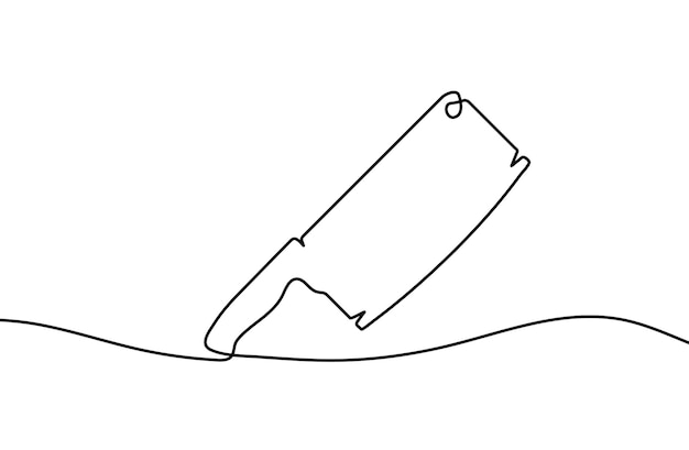 Continuous line drawing of meat cleaver knife Meat ax linear icon One line drawing background