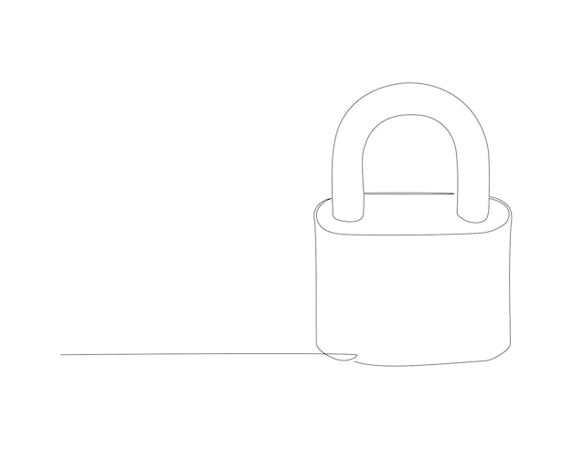 Continuous line drawing of padlock One line of lock Padlock continuous line art Editable outline