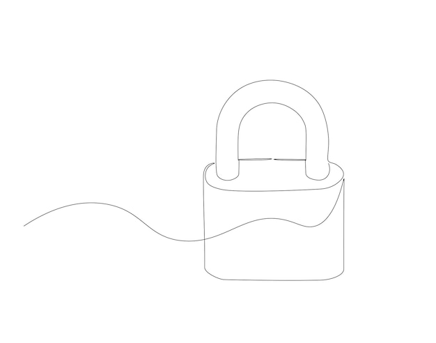 Continuous line drawing of padlock One line of lock Padlock continuous line art Editable outline