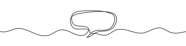 Continuous line drawing of speech bubble Linear drawing of a speech bubble