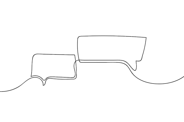 continuous line drawing of speech chat bubbles with minimalist style