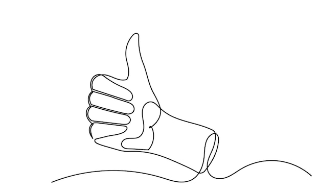 continuous line drawing of Thumb up a finger Hand showing like and a great sign Satisfaction custom