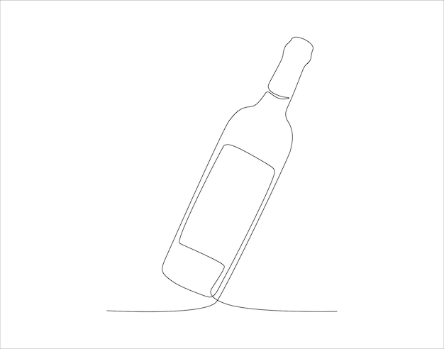 Continuous Line Drawing Of Wine Bottle One Line Of A Bottle Of Wine Wine Bottle Continuous Line Art Editable Outline