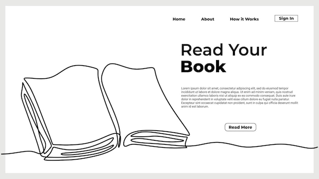 continuous line drawing open book with flying pages illustration education supplies back to school theme for landing page website book one line drawing banner