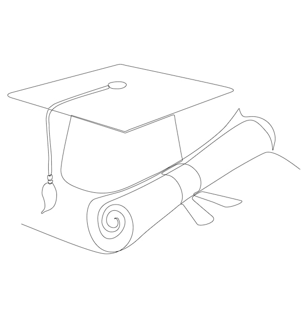 continuous line graduation cap graduate symbol