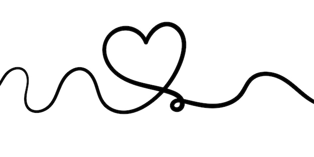 continuous line heart shape border isolated on white background vector