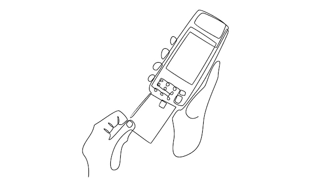 Continuous line of payment machine pos terminal with credit card