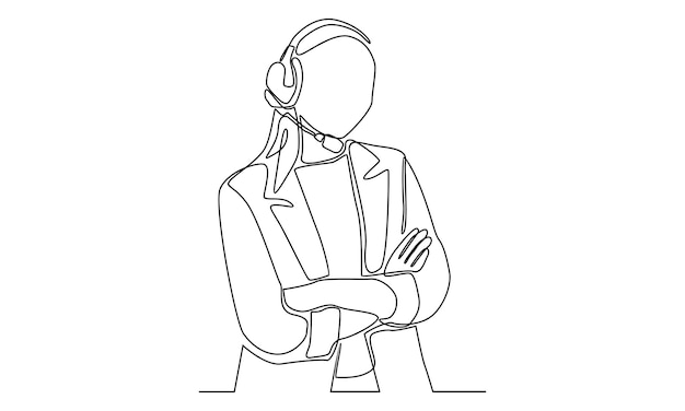 Continuous line of woman customer service