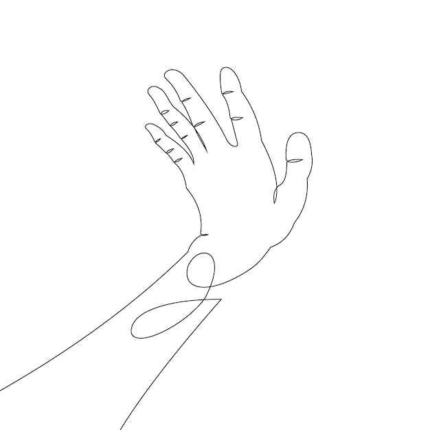 Continuous line vector right hand holding pencil