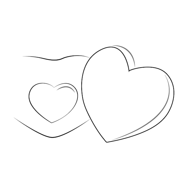 Continuous one line art Hearts of love concept on white illustration