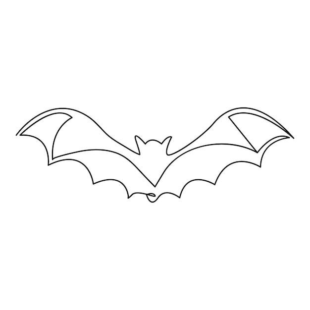 Continuous one line bat drawing vector art illustration