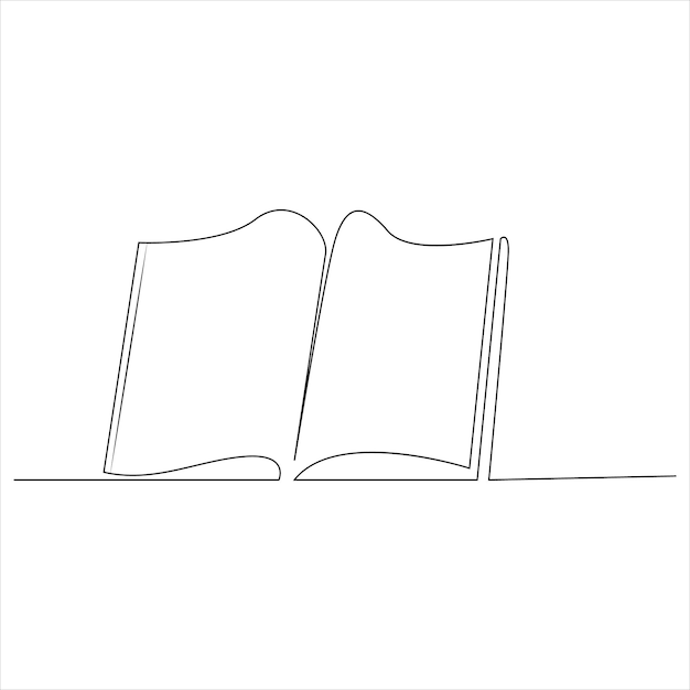Continuous one line book drawing out line vector illustration design