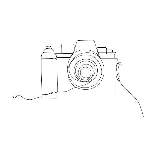 Continuous One line Camera outline vector art illustration
