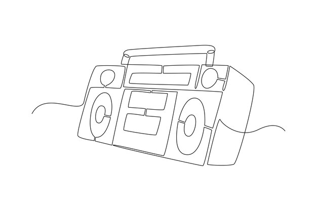 Continuous one line drawing 90s style concept Doodle vector illustration