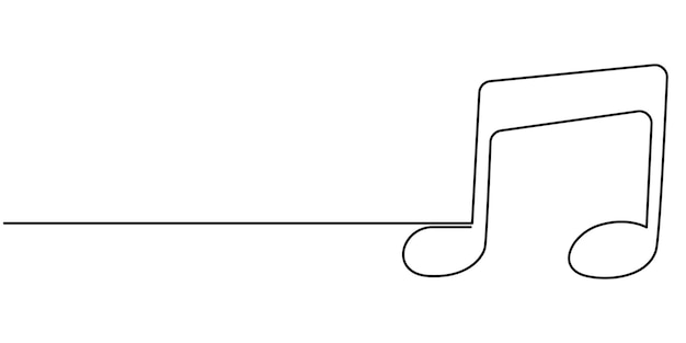 Continuous one line drawing abstract music note background notes vector illustration Outline