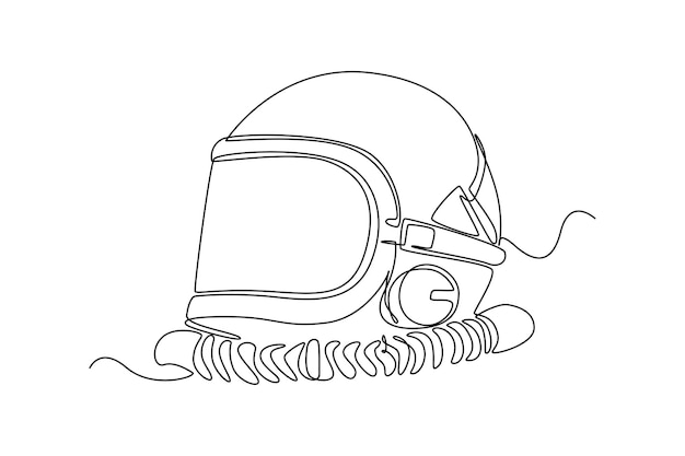 Continuous one line drawing Astronaut helmet Outer space concept Single line draw design vector graphic illustration